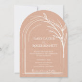 Dusty Rose Minimalist Arch Botanical Wedding Kaart (Voorkant)