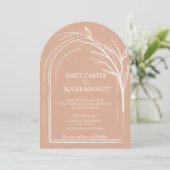 Dusty Rose Minimalist Arch Botanical Wedding Kaart (Staand voorkant)