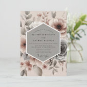Dusty Rose Misty Bloom Wedding Kaart (Staand voorkant)