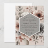Dusty Rose Misty Bloom Wedding Kaart (Voorkant / Achterkant)