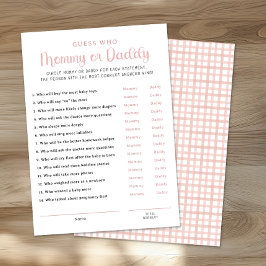 Dusty Rose Mommy or Daddy Baby Shower Game Card Advieskaart