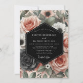 Dusty Rose Moody Bloom Wedding Kaart (Voorkant)