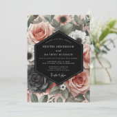 Dusty Rose Moody Bloom Wedding Kaart (Staand voorkant)