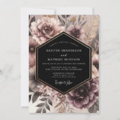 Dusty Rose Moody Floral Opulent Wedding Kaart (Voorkant)