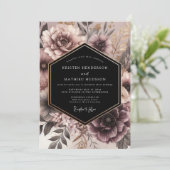 Dusty Rose Moody Floral Opulent Wedding Kaart (Staand voorkant)