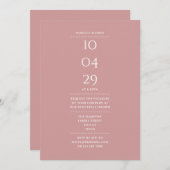 Dusty Rose Oefen diner datum Kaart (Voorkant / Achterkant)