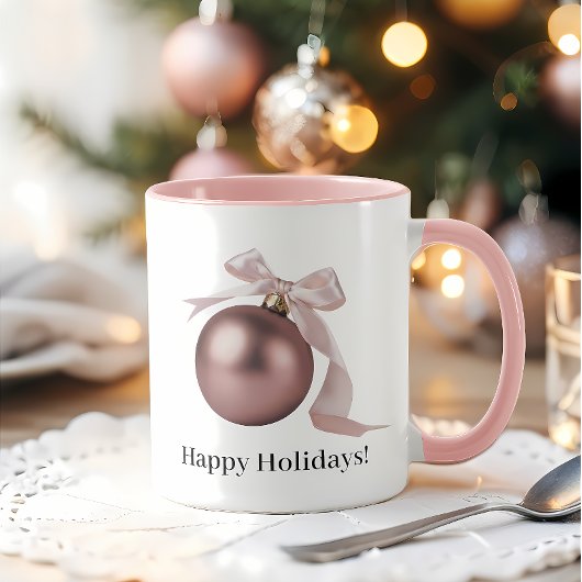 DUSTY ROSE ORNAMENT MUG FOR CHIC HOLIDAYS MOK