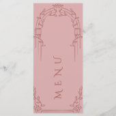 Dusty Rose Ornate Arch Botanical Wedding Dinner Menu (Achterkant)