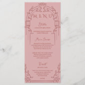 Dusty Rose Ornate Arch Botanical Wedding Dinner Menu (Voorkant)