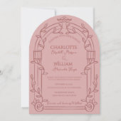 Dusty Rose Ornate Arch Botanical Wedding Kaart (Voorkant)