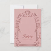 Dusty Rose Ornate Arch Botanical Wedding Reply By RSVP Kaartje (Voorkant)