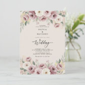 Dusty Rose Painterly Romance Wedding Kaart (Staand voorkant)