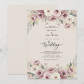 Dusty Rose Painterly Romance Wedding Kaart (Voorkant / Achterkant)