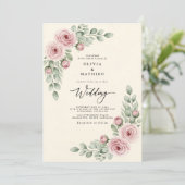 Dusty Rose Painterly Whimsy Wedding Kaart (Staand voorkant)