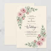 Dusty Rose Painterly Whimsy Wedding Kaart (Voorkant / Achterkant)