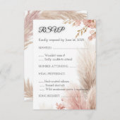 Dusty rose pampas grass RSVP card invitation Kaart (Voorkant / Achterkant)