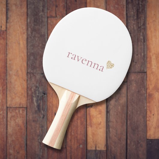 Dusty Rose Personalized Name Gold Leopard Heart Tafeltennisbatje