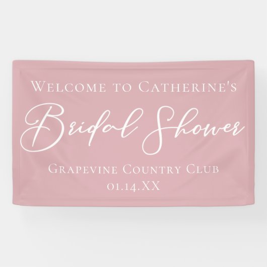 Dusty Rose Pink Bridal Shower Personalized Welcome Spandoek (Horizontaal)