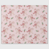 Dusty Rose Pink Candy Cane Coquette Bows Christmas Cadeaupapier (Vlak)