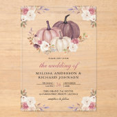 Dusty Rose Pink Pumpkin and Ivory Floral Wedding Acryl Uitnodigingen (Voorkant)