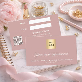 Dusty rose QR business logo appointment card Kortingskaartje