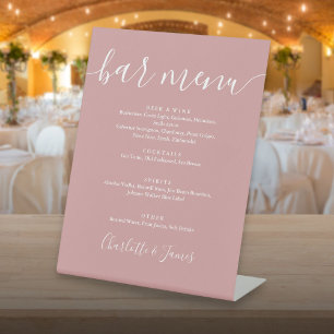 Dusty Rose Signature Script Trouwbarmenu Reclamebord Met Voetstuk