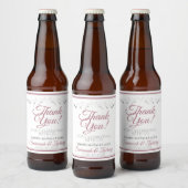 Dusty Rose Simple Elegant White Wedding Thank You Bier Etiket (Flessen)