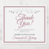 Dusty Rose Simple Elegant White Wedding Thank You Bier Etiket (Enkel label)