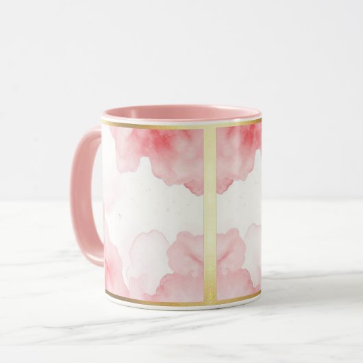Dusty Rose Sprinkled Gold Frame Tasse Mok (Voorkant links)