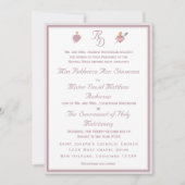 Dusty Rose Two Hearts Catholic Wedding Invitation Kaart (Voorkant)