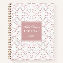 Dusty Rose Vine Pattern Journal | Custom Name Notitieboek