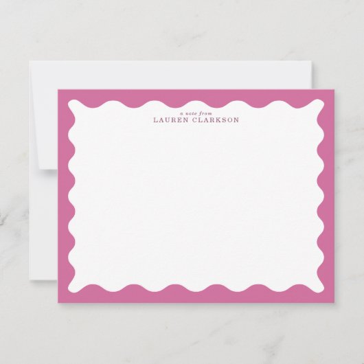 Dusty Rose Wavy Frame Note Card Kaart (Voorkant)