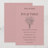 Dusty Rose Wedding Invitation Wildflower Boho Kaart (Voorkant / Achterkant)