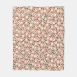 Dusty Rose White Modern Farmhouse Daisy Pattern Fleece Deken