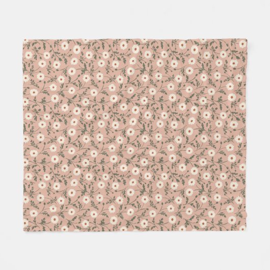 Dusty Rose White Modern Farmhouse Daisy Pattern Fleece Deken (Voorkant (Horizontaal))