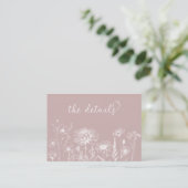 Dusty Rose Wildflower Details Card Wedding Insert Informatiekaartje (Staand voorkant)