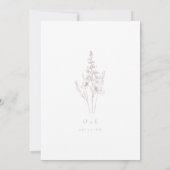 Dusty Rose Wildflower Line Art Wedding Invite Kaart (Achterkant)