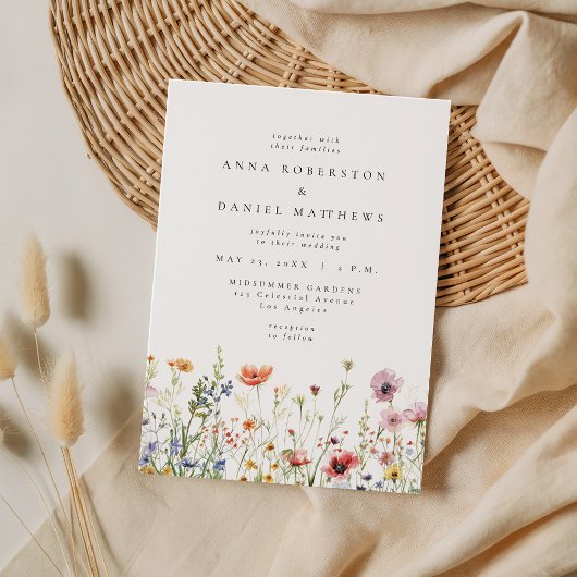 Dusty Rose Wildflower Wedding Kaart