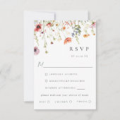 Dusty Rose Wildflower Wedding Meal Choice RSVP (Voorkant)