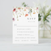 Dusty Rose Wildflower Wedding Meal Choice RSVP (Staand voorkant)