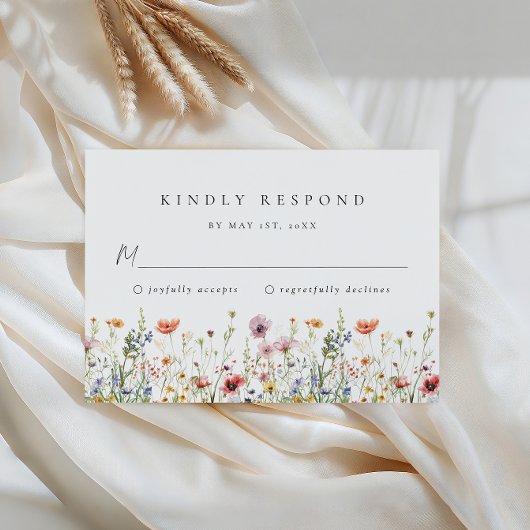 Dusty Rose Wildflower Wedding RSVP Card Kaartje