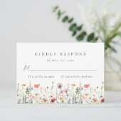 Dusty Rose Wildflower Wedding RSVP Card Kaartje (Staand voorkant)