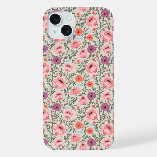 Dusty Rose Wildflowers Watercolor iPhone Hoesje (Achterkant)