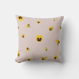 Dusty Rose Yellow Japanese Pansy Floral Pattern Kussen