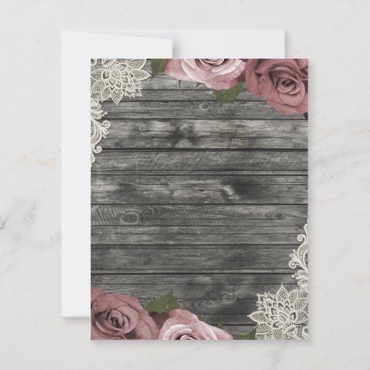 Dusty Roses & Cream Lace Grey Save the Date Kaart (Achterkant)