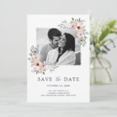 Dusty Roses Midzomer Floral Save the Date (Staand voorkant)