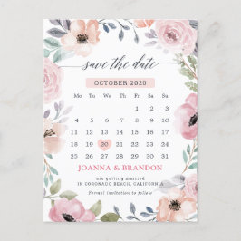 Dusty Roses Midzomer Floral Save the Date Aankondigingskaart