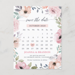Dusty Roses Midzomer Floral Save the Date Aankondigingskaart