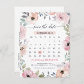 Dusty Roses Midzomer Floral Save the Date Aankondigingskaart (Voorkant / Achterkant)