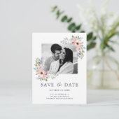 Dusty Roses Midzomer Floral Save the Date Feestdagenkaart (Staand voorkant)
